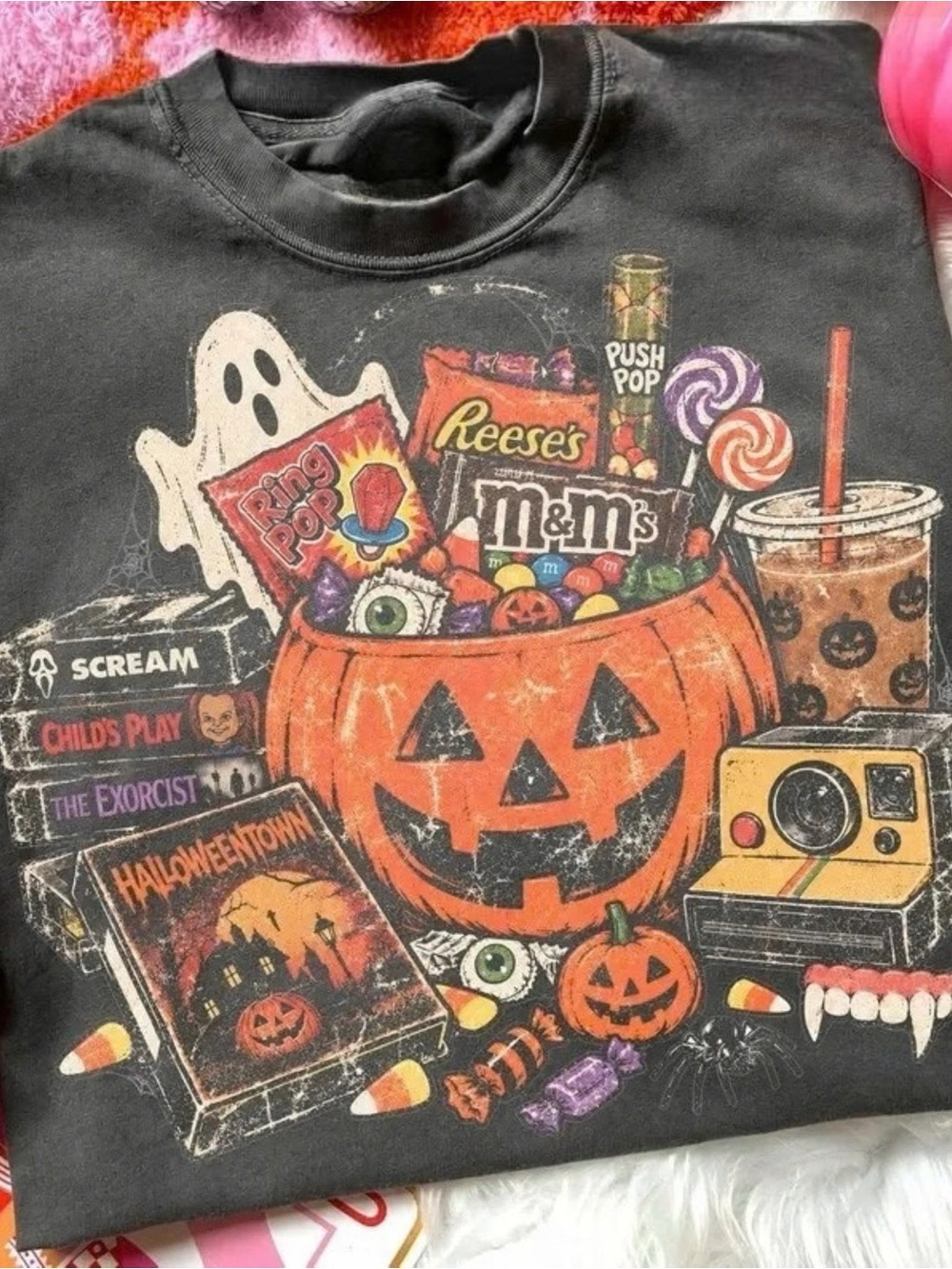 Vintage 90s Halloween Graphic T-shirt, Retro Trick or Treat Spooky Season Tee